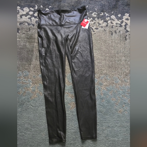 NTW Spanx Faux Leather Black High-Waisted Leggings - Picture 1 of 4